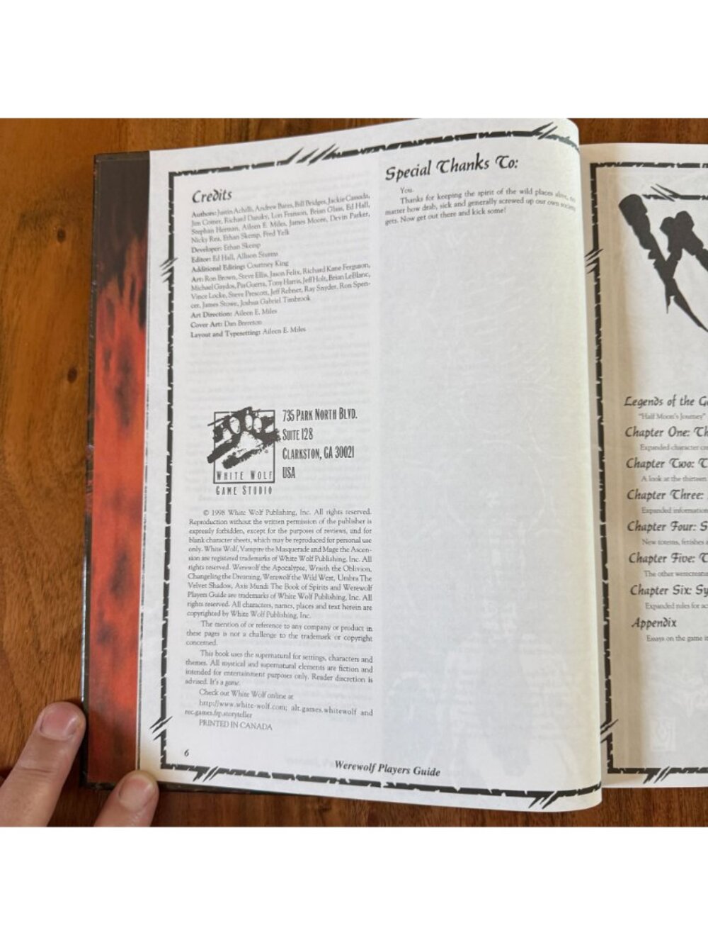Werewolf The Apocalypse Players Guide 2nd Ed HC 1998 White Wolf RPG WW3108 - Picture 3 of 6